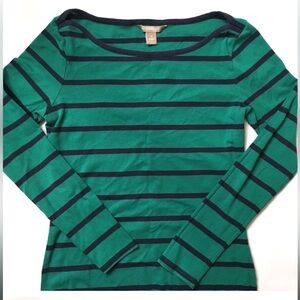 Banana Republic Blue Green Striped Long Sleeve Tee